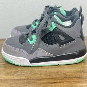 Nike Air Jordan Retro 4 Green Glow Toddler Sneakers Green Gray 7C